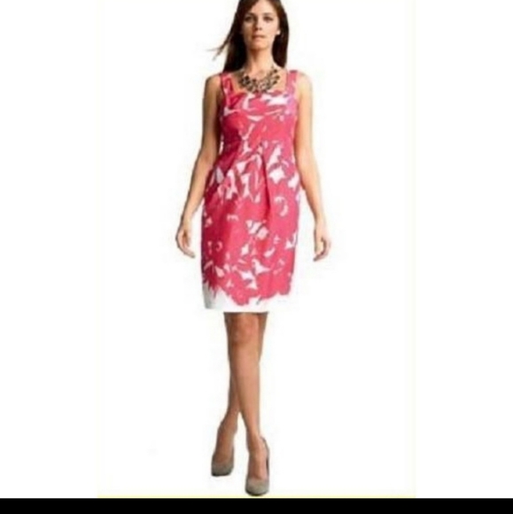 BANANA REPUBLIC Dress Midi Pink Cream Size 10 - Picture 2 of 3